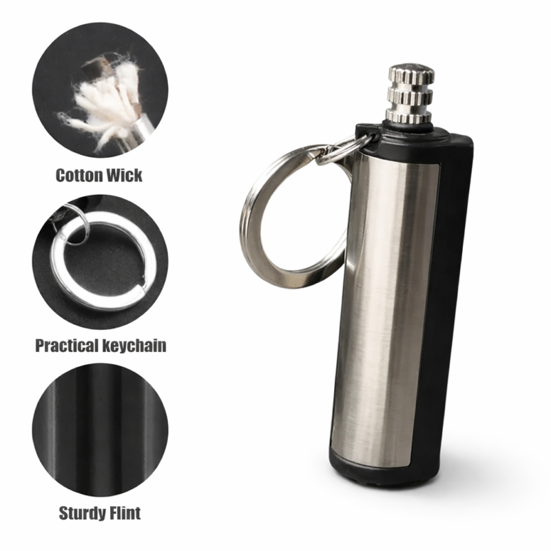 Fire Starter Flint Match Lighter Keychain – Camping & Survival Gear