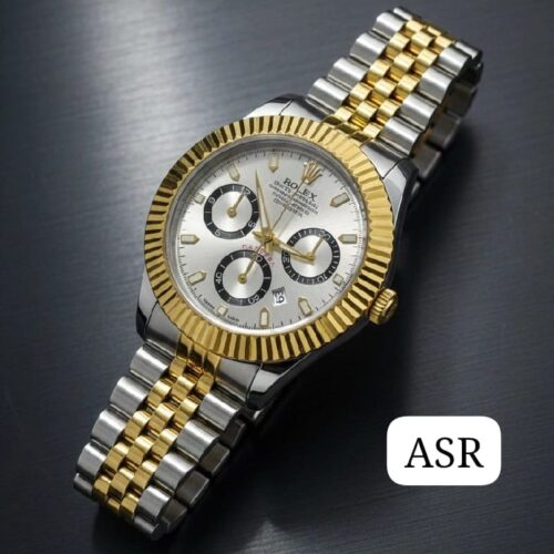 WhatsApp Image 2026-07-21 at 10.34.49 PM (2) Rolex Men's Watch – Two-Tone Stainless Steel | Golden Bezel | Chronograph Dial | Working Date